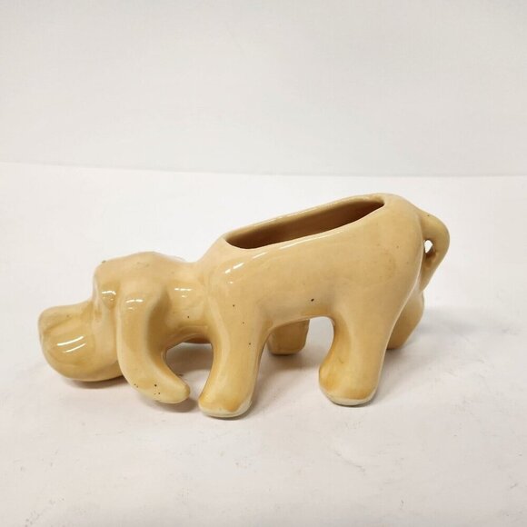 Vintage USA Pottery Ceramic Hound Dog Flower Pot Planter Pastel Cream Decor MCM - Picture 7 of 9